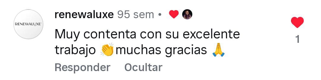 Reseña de renewaluxe en Instagram